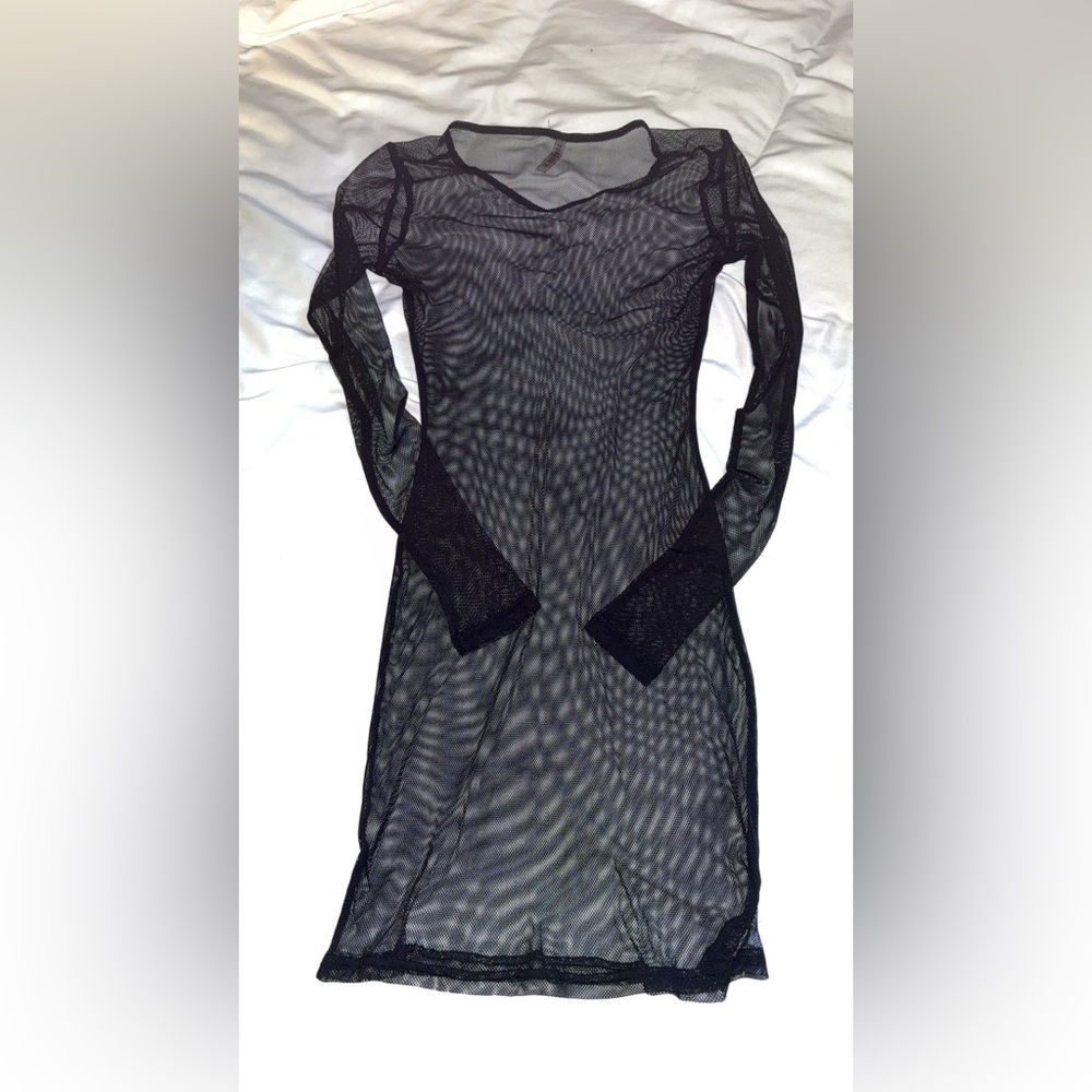 Black mesh swim suit cover